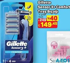 GİLLETTE SENSOR 3+ COMFORT TIRAŞ BIÇAĞI